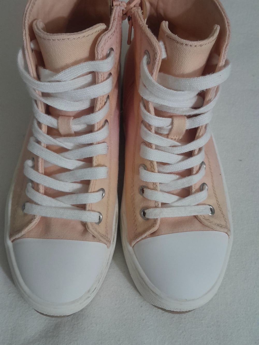 Kids High-Top Canvas Sneakers in Light Pink - Lace-Up Comfort